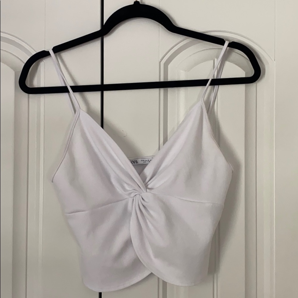 Zara white knotted crop top